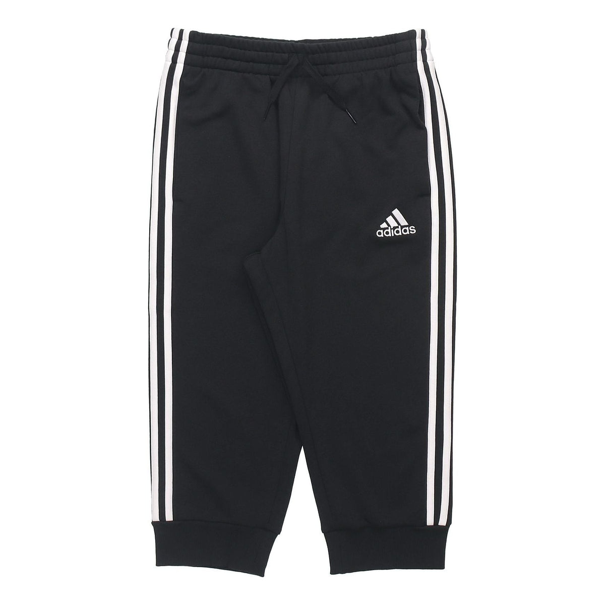 adidas M 3s Ft Tc 34pt Logo Embroidered Stripe Knit Bundle Feet Cropped Pants Black GK8987