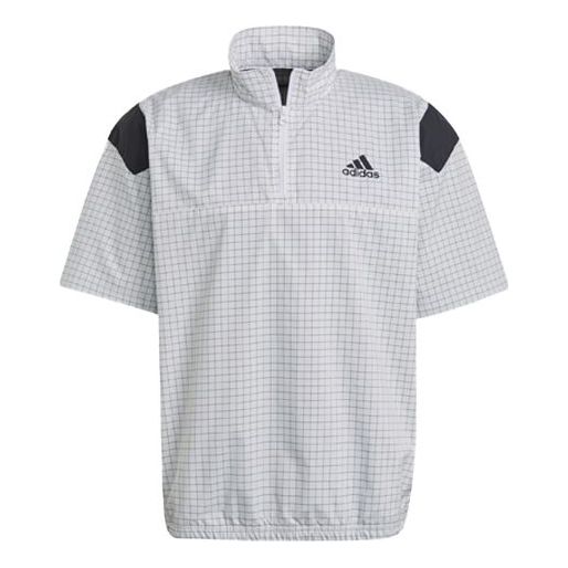 adidas M Primeblue Tee Contrasting Colors Half Zipper Sports Stylish Short Sleeve White GP8655