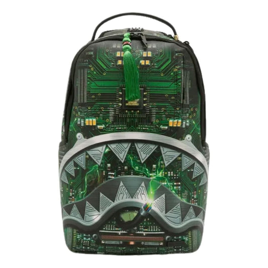 Sprayground Ai Motherboard Sawtooth Shark Backpack 'Black Green' G6837-71