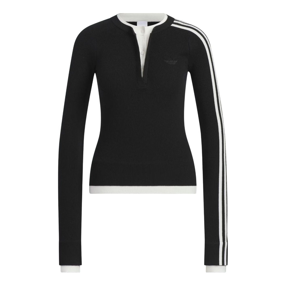 (WMNS) adidas Premium 3S Button Sweatshirt 'Black' KS5333