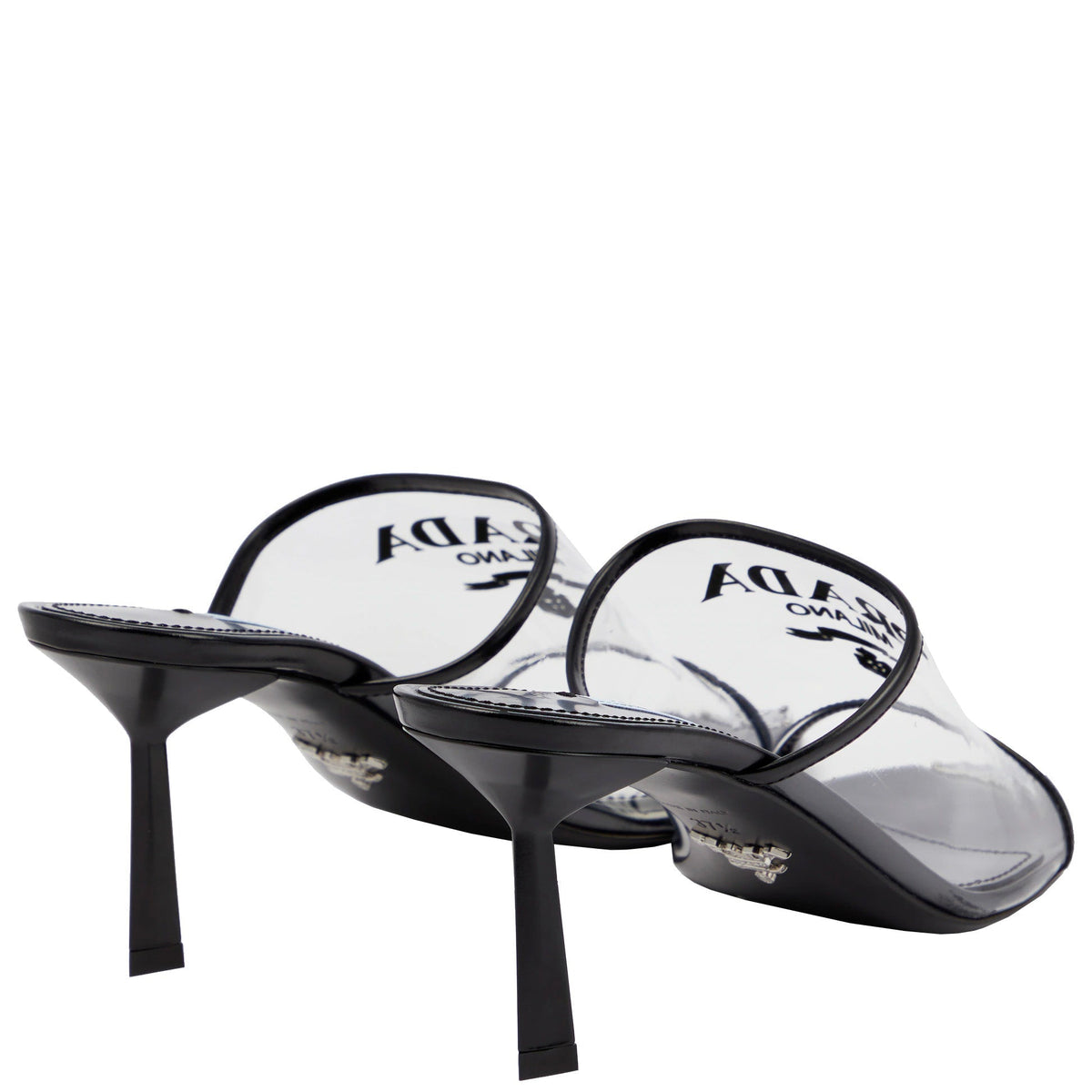 Womens Prada Logo PVC Heels