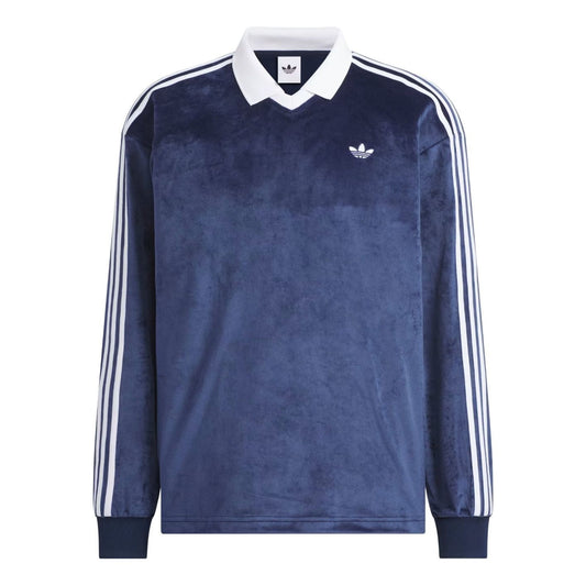 adidas Velvet Long Sleeve Polo Shirt 'Night Indigo' KQ5486