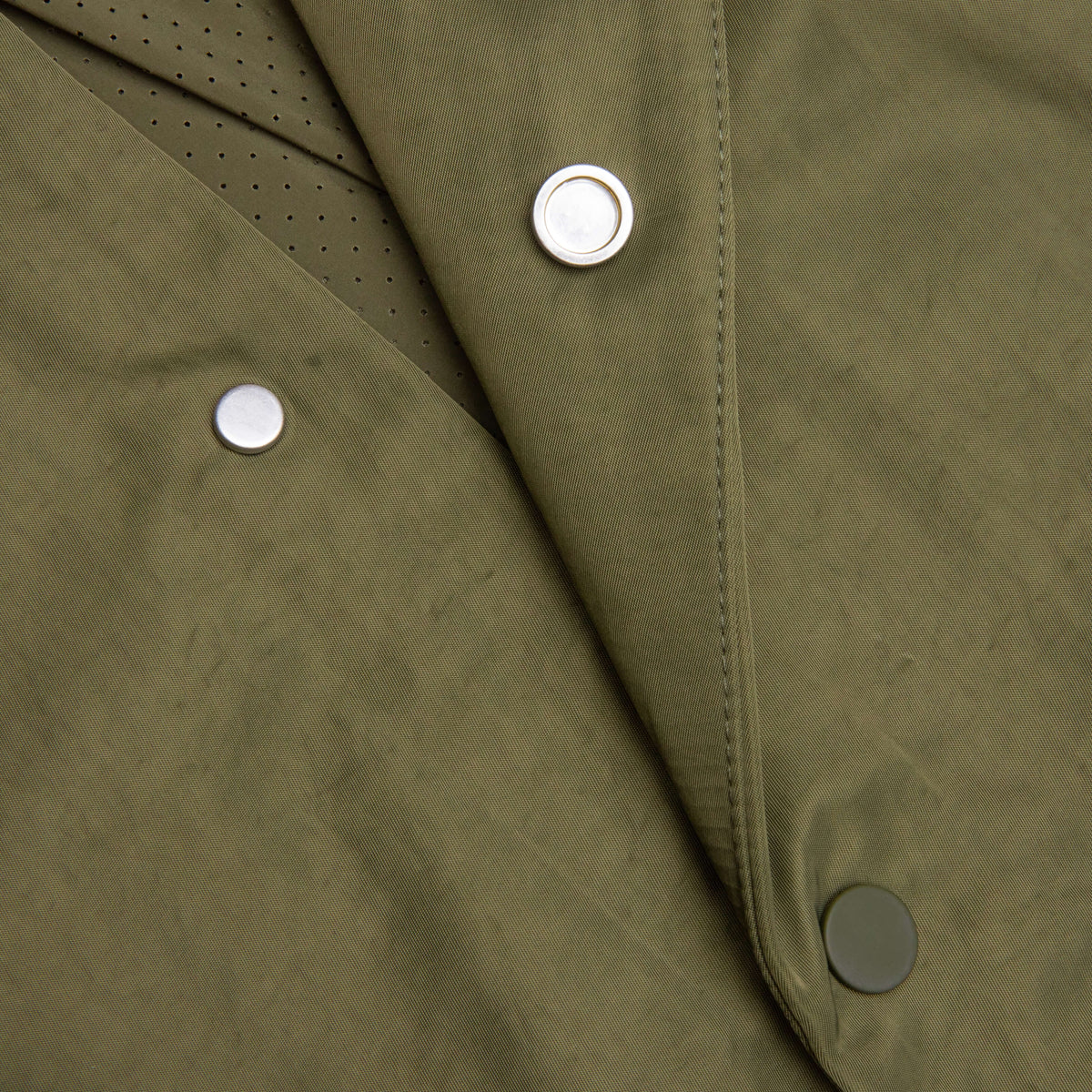 Textured Nylon Hooded Coaches Jacket - Military