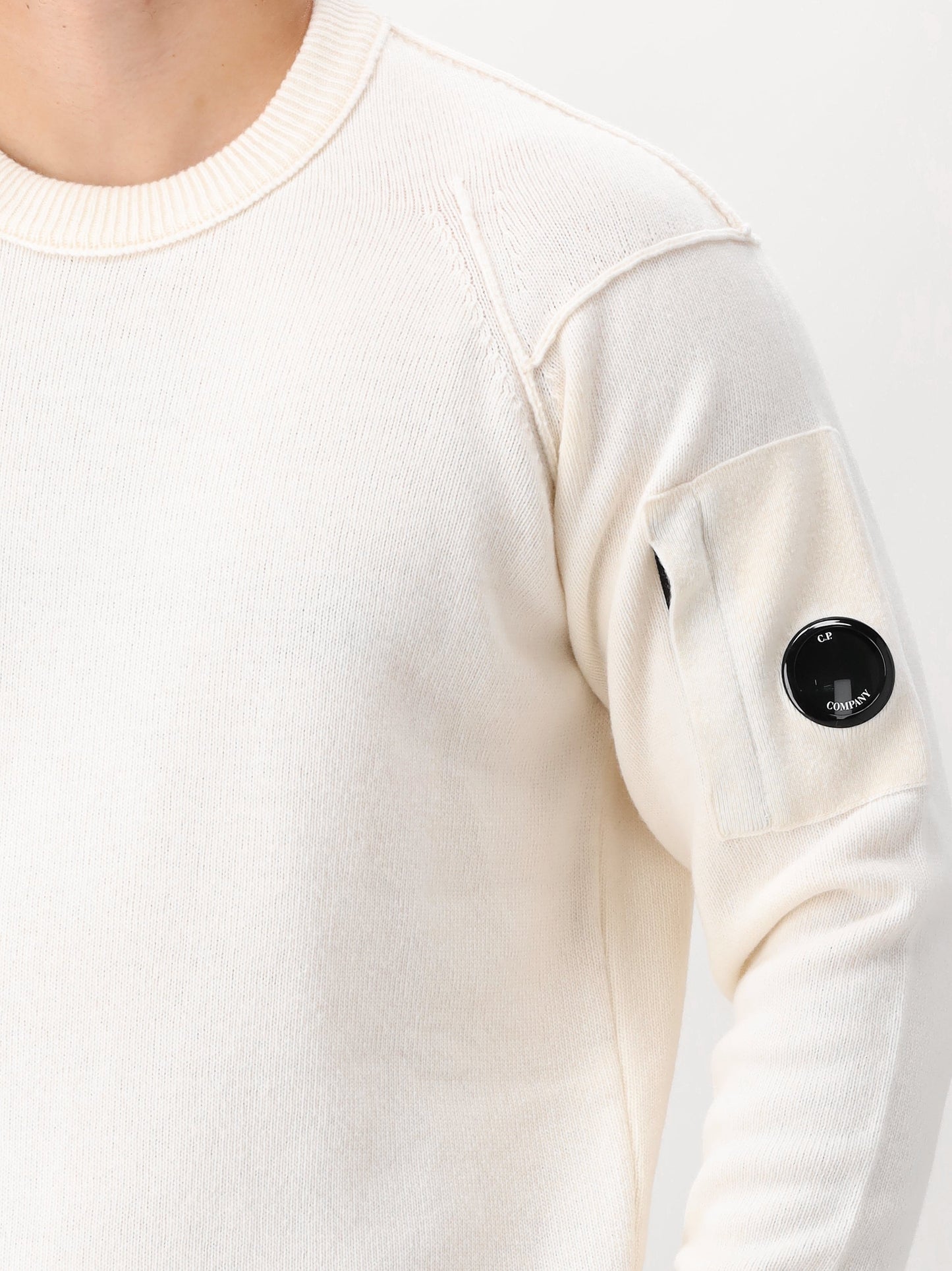 Cp Company Gebreide Trui Wit Lambswool