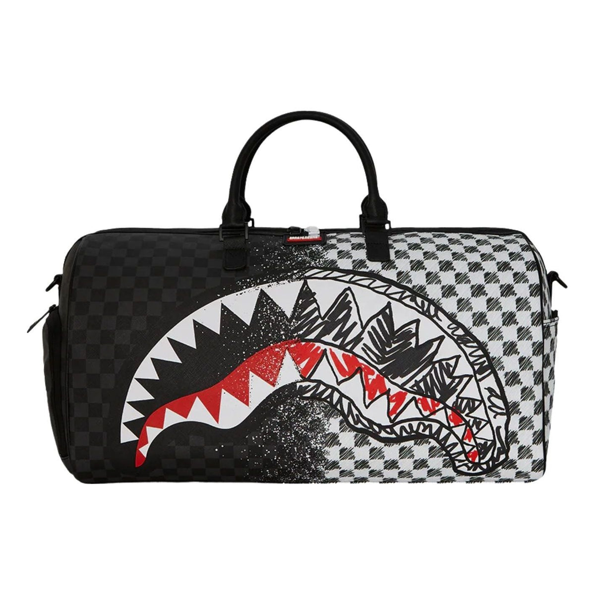 Sprayground Scribble Dribble Check Duffle Bag 'Black White' W1135512