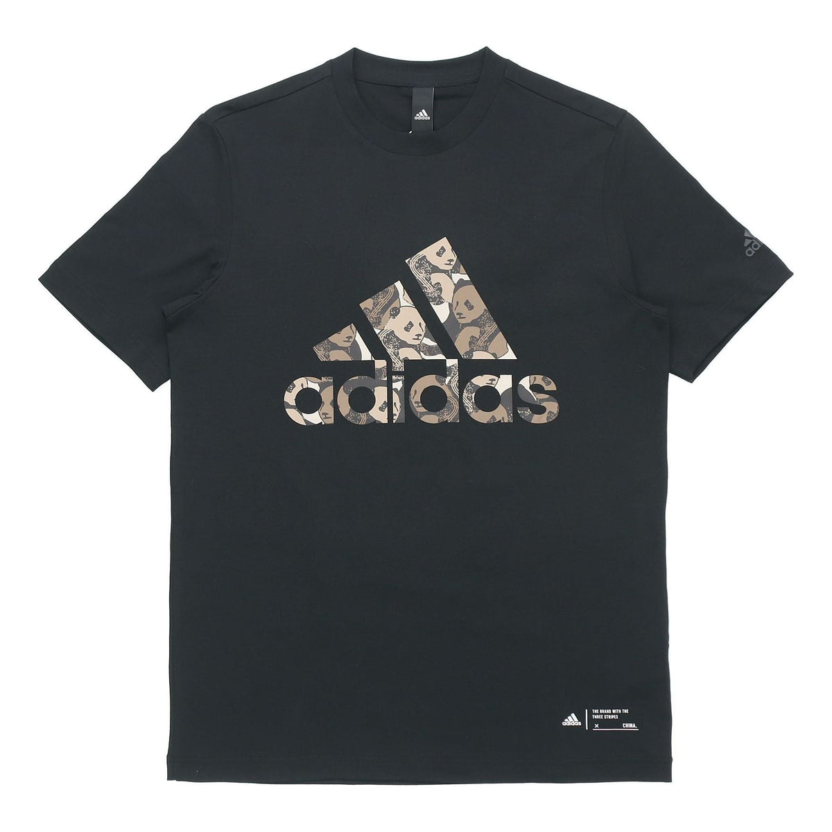 adidas China Tee M Panda Crew Neck Sports Short Sleeve Black GP1850