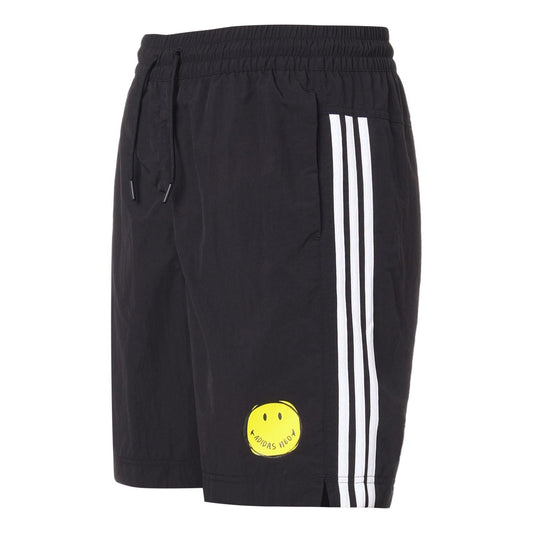 adidas neo M Smly Shorts Smiling Face Printing Stripe Sports Black GP5786