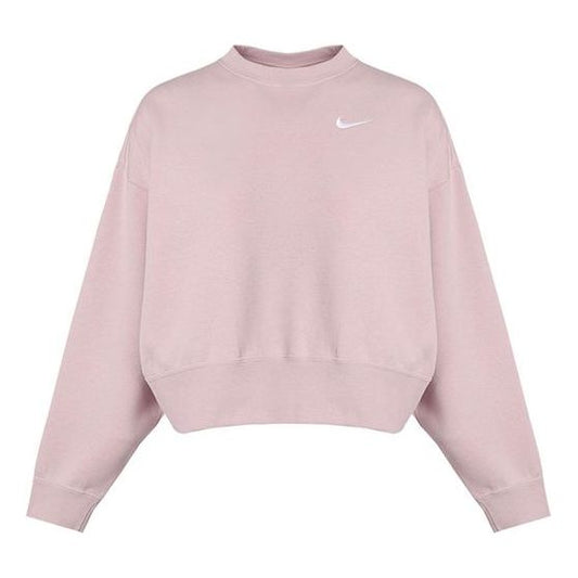 (WMNS) Nike Sportswear Solid Color Fleece Round Neck Pullover Champagne Color Hoodie CK0169-645