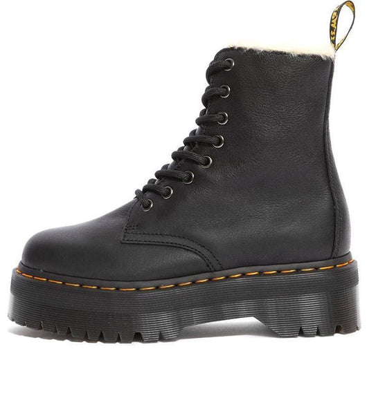 (WMNS) Dr. Martens Jadon Faux Fur Lined Leather Platform Boots 'Pisa - Black' 25637001