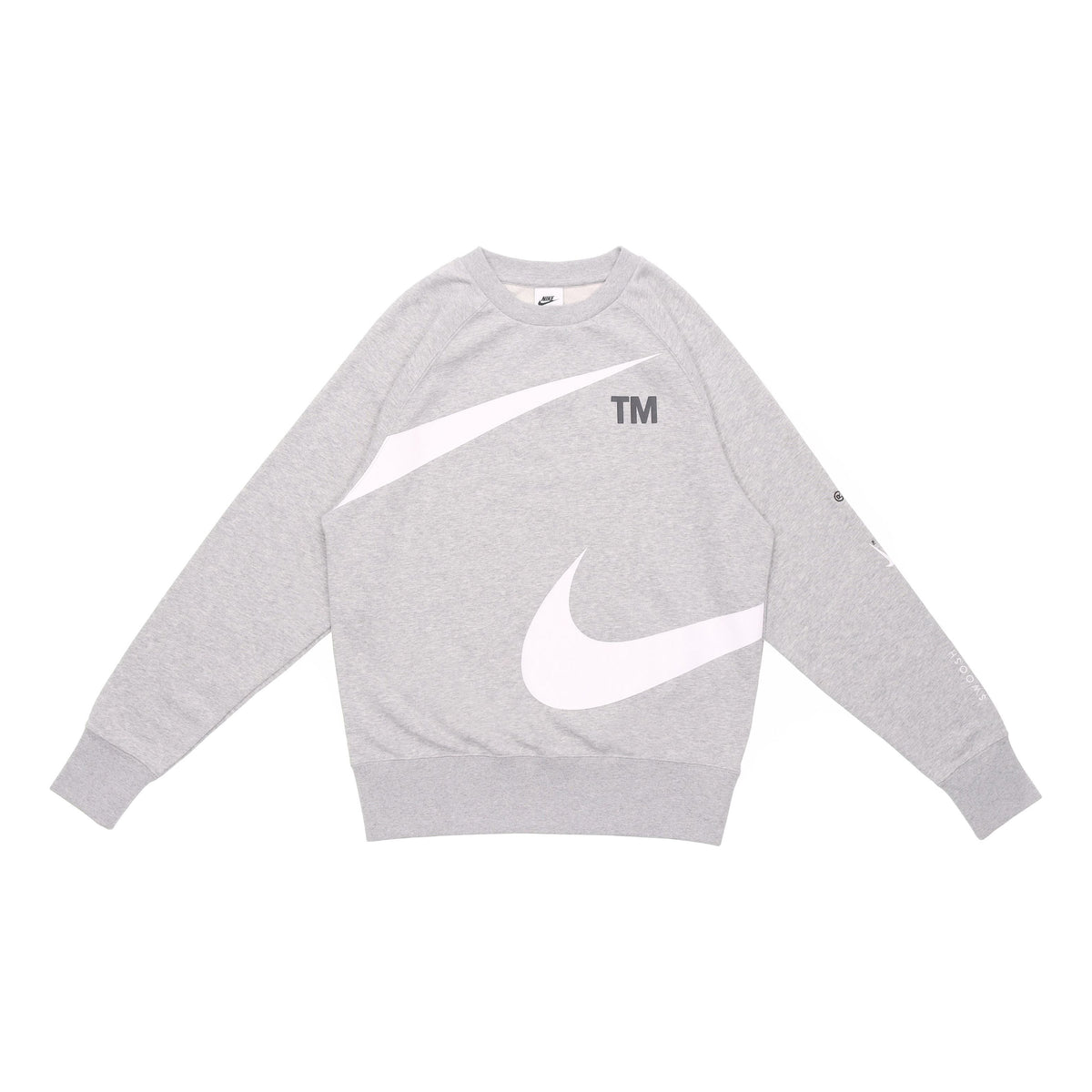 Men's Nike Swoosh Ft Crew Large Logo Printing Knit Round Neck Pullover Autumn Gray DD6097-063