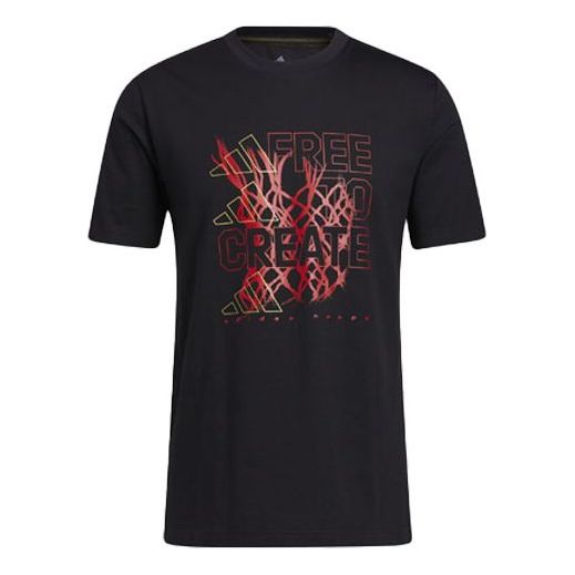adidas Cny Inline Tee Printing Basketball Sports Short Sleeve Black GN5376