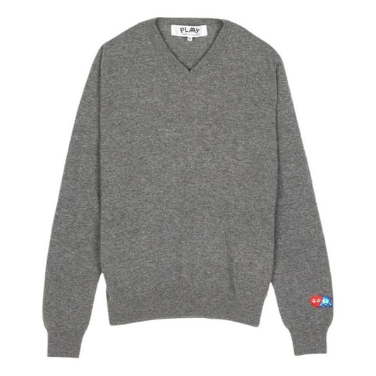 COMME des GARCONS PLAY FW25 x Invader Double Pixel Heart Knitwear 'Grey' AZ-N086-051-3