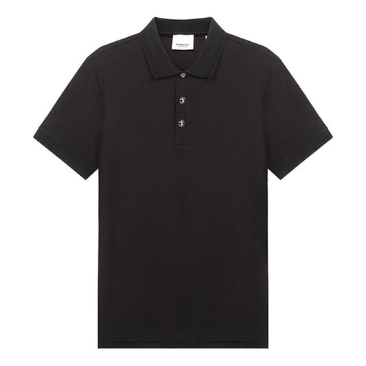 Men's Burberry Cotton Cozy Short Sleeve Polo Shirt Black 80270561