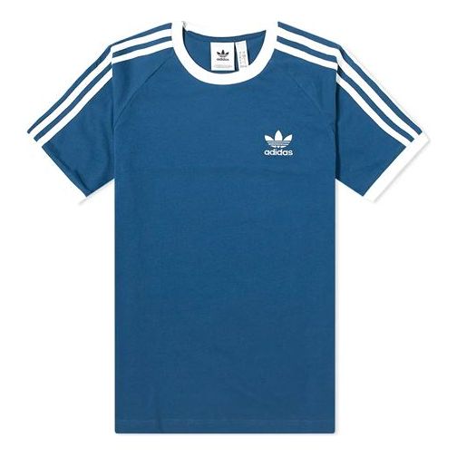 adidas originals 3-Stripes Tee Casual Round Neck Loose Logo Stripe Short Sleeve Ocean Blue FM3772