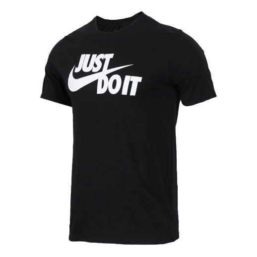 Nike Just Do It Letter Printing Sports Round Collar Male Black 891864-010