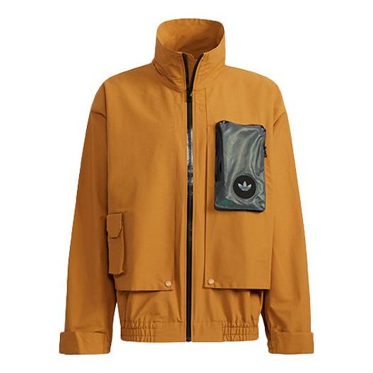 adidas originals Contrasting Colors Pocket logo Sports Jacket Brown H58070