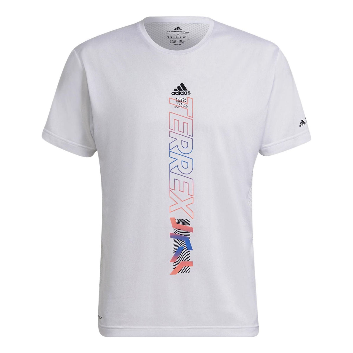 Men's adidas Contrasting Colors Alphabet Printing Round Neck Short Sleeve White Recycled Polyester T-Shirt HA7557