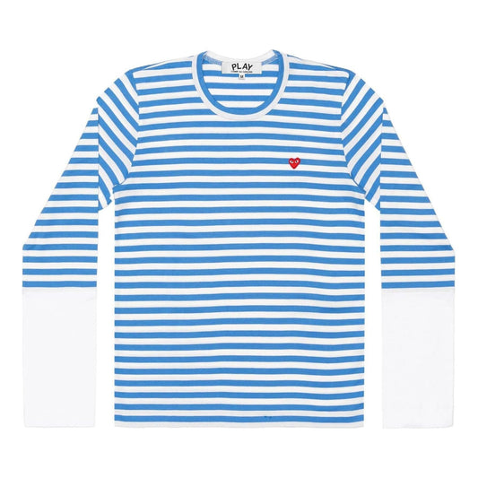 COMME des GARCONS PLAY L/S Bi-Colour Stripe White Sleeve T-Shirt 'Blue White' AZ-T320-051-1