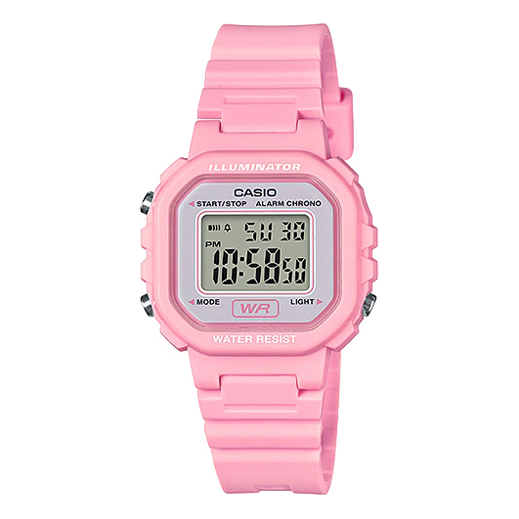 CASIO Minimalistic Temperament Small Cube Waterproof Led Lights Resin Strap Waterproof Watch Pink Digital LA-20WH-4A1