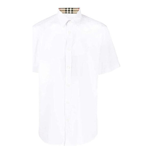 Men's Burberry SS21 Solid Color Button Short Sleeve Polo Shirt White 80256141
