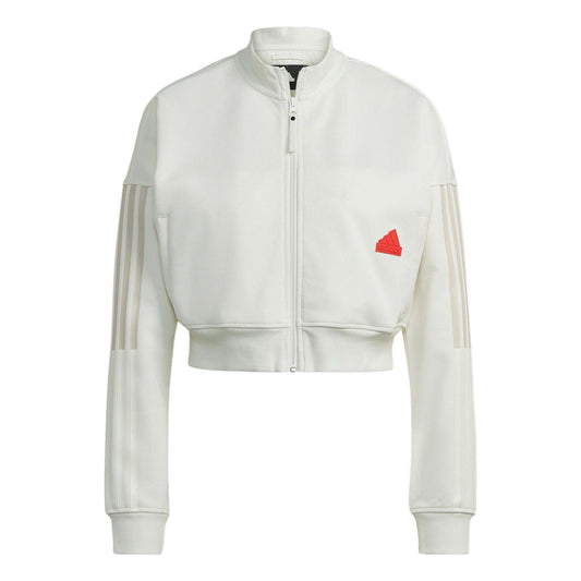 (WMNS) adidas Cropped Track Top Asia Sizing 'White' HM2859