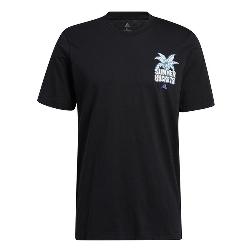 adidas Summer Bck Printing Basketball Sports Short Sleeve Black GS7188