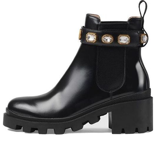 (WMNS) Gucci Ankle Boot With Belt 'Black Leather' 550036-DKS00-1000