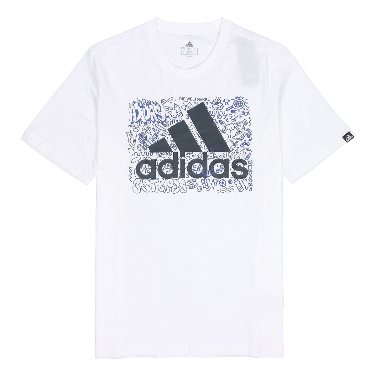 adidas M Ddlbmb L T Graffiti Printing Logo Sports Short Sleeve White GS4001