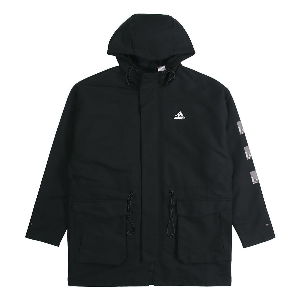 adidas Cny Jkt Top Sports Training Printing hooded Fleece Lined Woven Jacket Black H37917