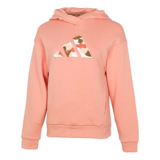 (WMNS) adidas Camouflage Logo Printing Hoodie Orange HB7363
