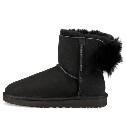 (WMNS) UGG Fluff Bow Mini Fleece Lined Black 1094967-BLK