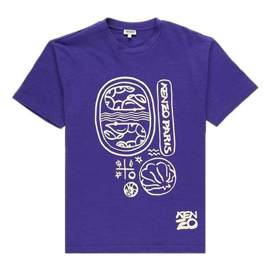 Men's KENZO Cotton Round Neck Short Sleeve Purple FA55TS0434SB-80
