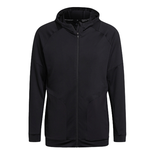 adidas Solid Color Sports Gym Hooded Jacket Black HC4214