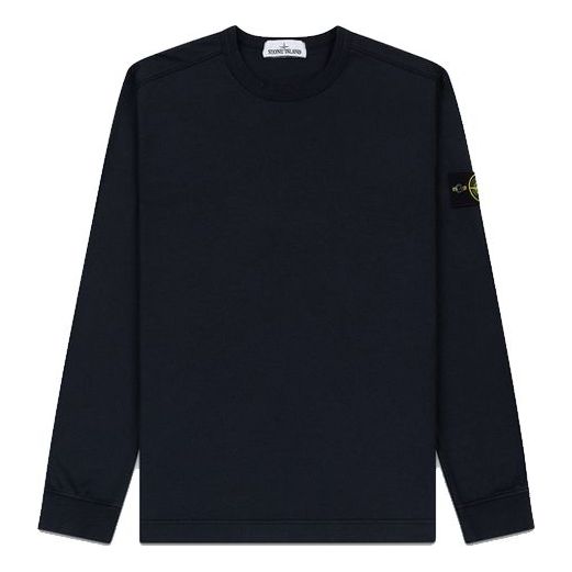 Men's STONE ISLAND Solid Color Round Neck Navy Blue 721564450-V0020