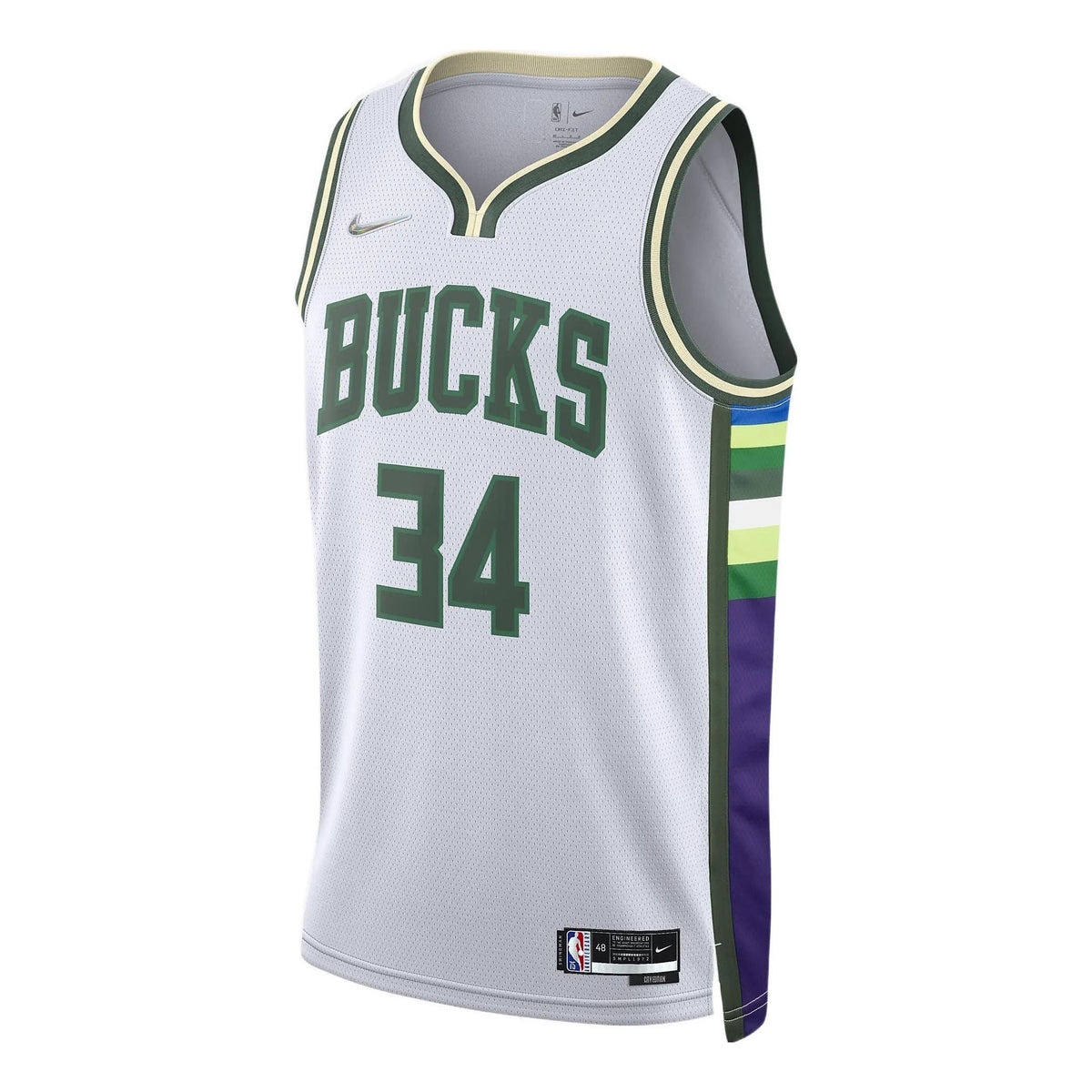Nike Dri-FIT NBA Milwaukee Bucks Giannis No.34 Jersey 'White' DB4035-100