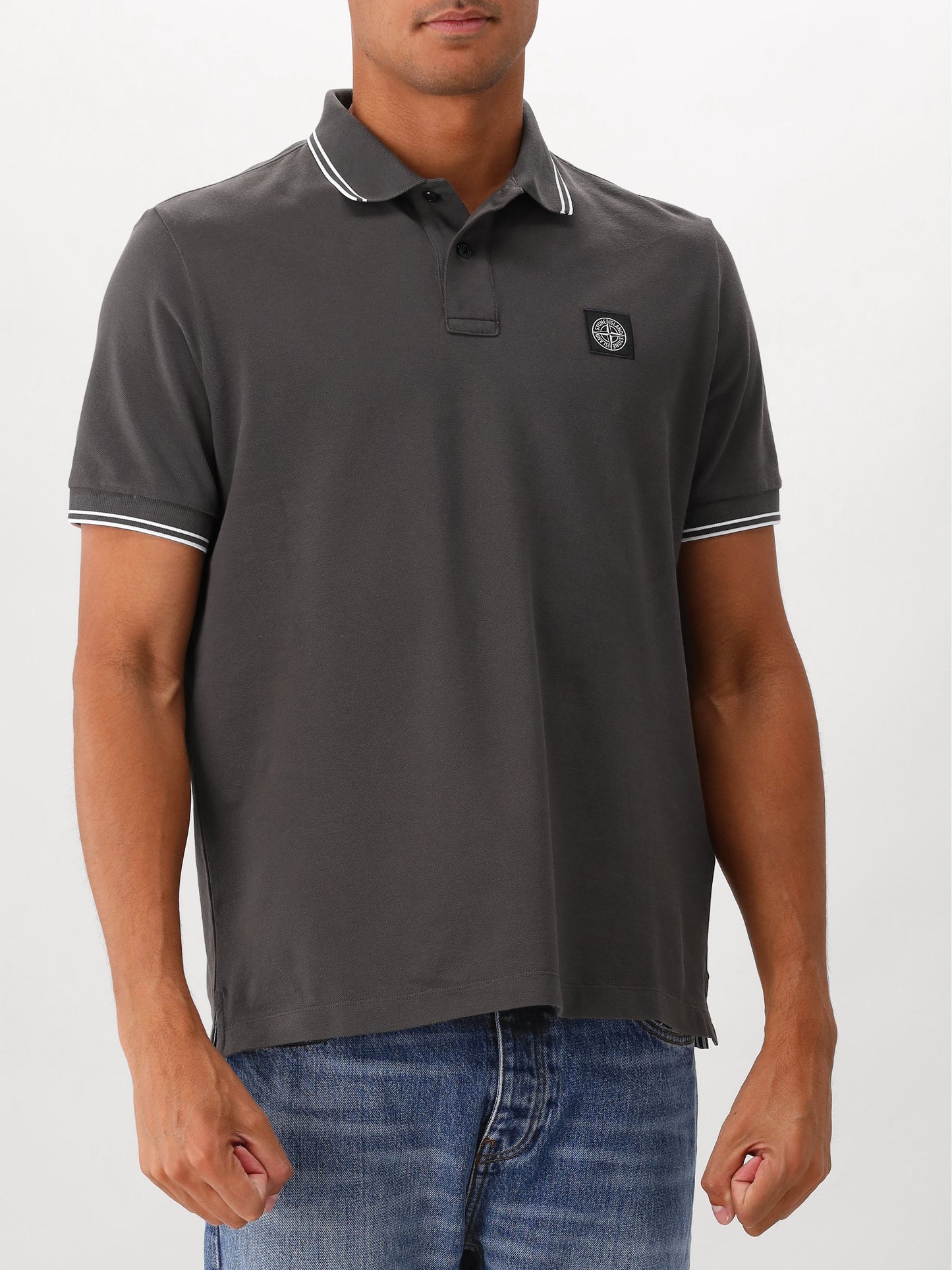 Stone Island Polo Contrast Donkergrijs